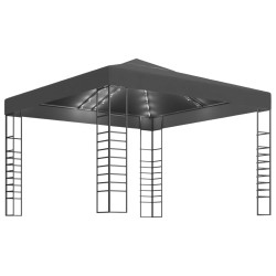 vidaXL Carpa cenador de jardín con tira de luces LED 3x3 m antracita