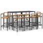 vidaXL Mesa y taburetes altos jardín 11 pzas madera y ratán PE negro vidaXL Mesa y taburetes altos jardín 11 pzas madera y ratán PE negro