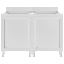 vidaXL Fregadero de cocina comercial 2 piezas de acero inoxidable