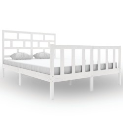 vidaXL Estructura de cama de madera maciza de pino blanco 160x200 cm