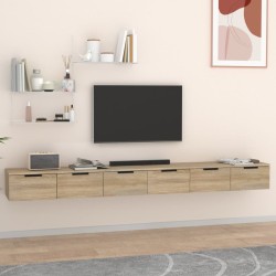 vidaXL Armarios de pared 2 uds contrachapada roble Sonoma 102x30x20 cm