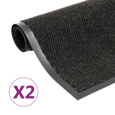 vidaXL Alfombras entrada rectangulares de nudo 2 uds negro 120x180 cm