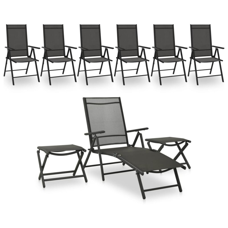vidaXL Juego de muebles de jardín 9 piezas negro y gris antracita vidaXL Juego de muebles de jardín 9 piezas negro y gris antracita