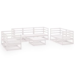 vidaXL Set de salón de jardín de 8 piezas blanco madera maciza de pino
