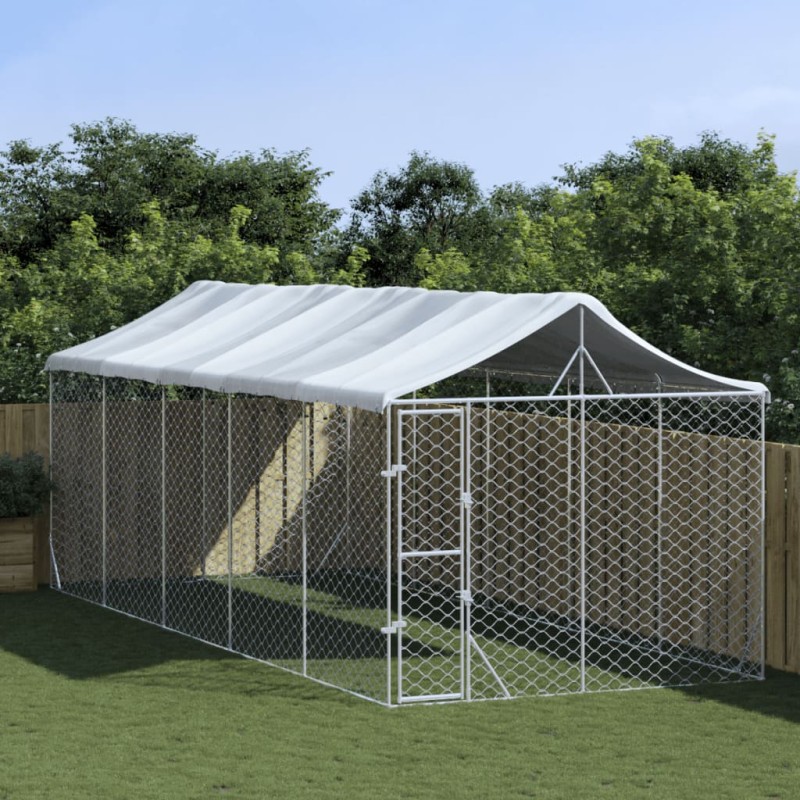 vidaXL Perrera exterior con techo acero galvanizado plata 3x7,5x2,5 m vidaXL Perrera exterior con techo acero galvanizado plata 3x7,5x2,5 m