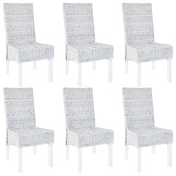 vidaXL Sillas de comedor 6 unidades ratán Kubu y madera mango marrón
