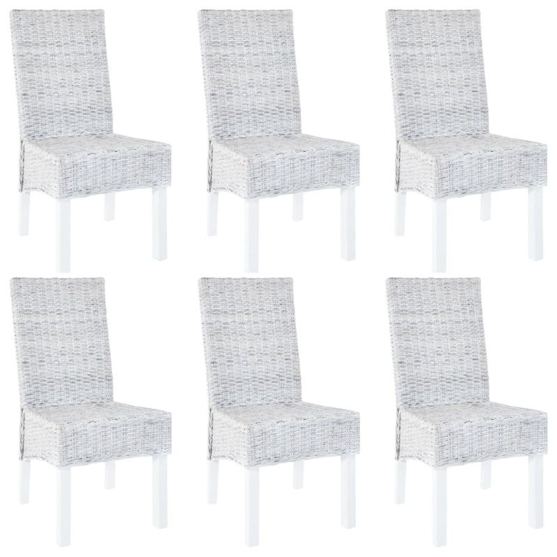 vidaXL Sillas de comedor 6 unidades ratán Kubu y madera mango marrón vidaXL Sillas de comedor 6 unidades ratán Kubu y madera mango marrón