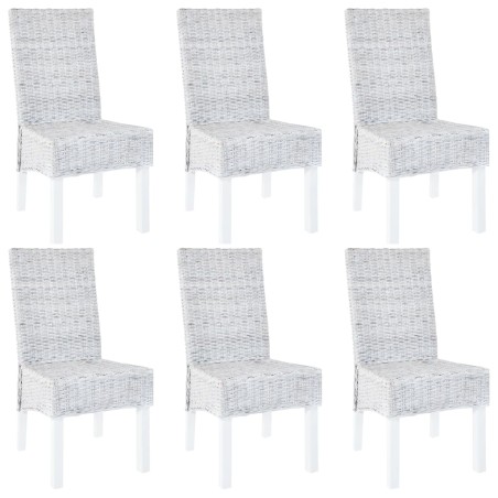 vidaXL Sillas de comedor 6 unidades ratán Kubu y madera mango marrón