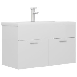 vidaXL Mueble con lavabo madera de ingeniería blanco brillante