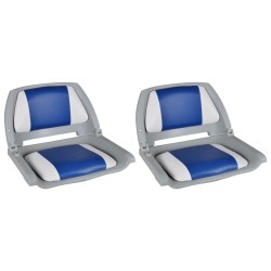 vidaXL 2x Asiento barco respaldo plegable cojín azul blanco 41x51x48cm