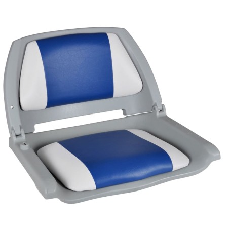 vidaXL 2x Asiento barco respaldo plegable cojín azul blanco 41x51x48cm