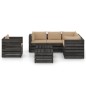 vidaXL Muebles de jardín 8 piezas con cojines madera impregnada gris vidaXL Muebles de jardín 8 piezas con cojines madera impregnada gris