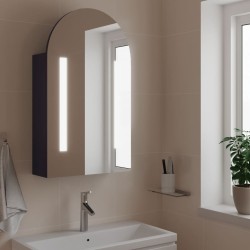 vidaXL Mueble de baño con espejo arqueado y luz LED gris 42x13x70 cm