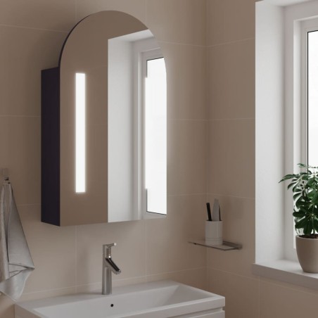 vidaXL Mueble de baño con espejo arqueado y luz LED gris 42x13x70 cm