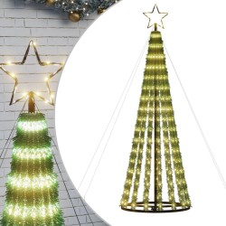 vidaXL Árbol de Navidad cono de luz 275 LEDs blanco cálido 180 cm
