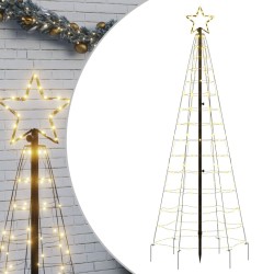 vidaXL Árbol de Navidad cono con estacas 220 LEDs blanco cálido 180 cm