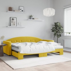 vidaXL Sofá cama nido con cajones terciopelo amarillo 80x200 cm