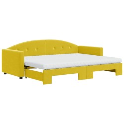 vidaXL Sofá cama nido con cajones terciopelo amarillo 80x200 cm