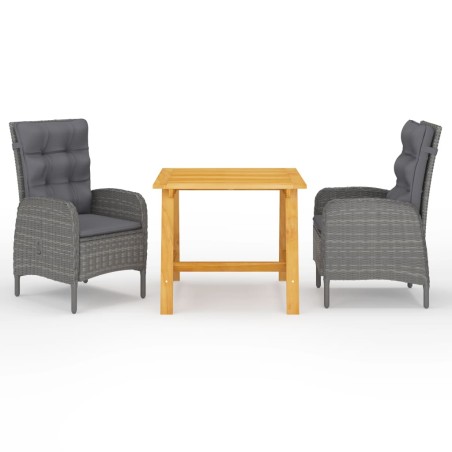 vidaXL Juego de comedor de jardín de 3 piezas gris