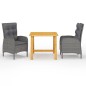 vidaXL Juego de comedor de jardín de 3 piezas gris vidaXL Juego de comedor de jardín de 3 piezas gris