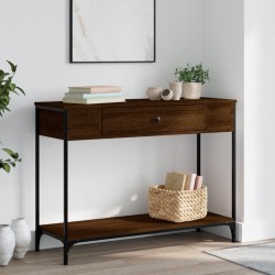 vidaXL Mesa consola madera de ingeniería marrón roble 100x34,5x75 cm