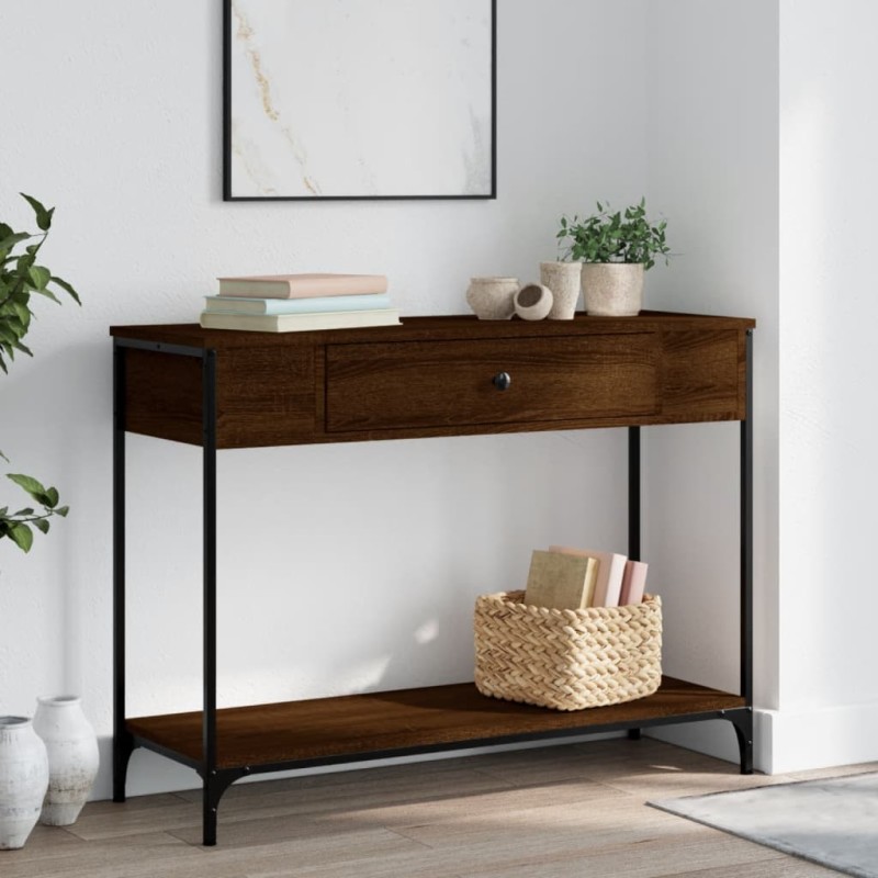 vidaXL Mesa consola madera de ingeniería marrón roble 100x34,5x75 cm vidaXL Mesa consola madera de ingeniería marrón roble 100x34,5x75 cm