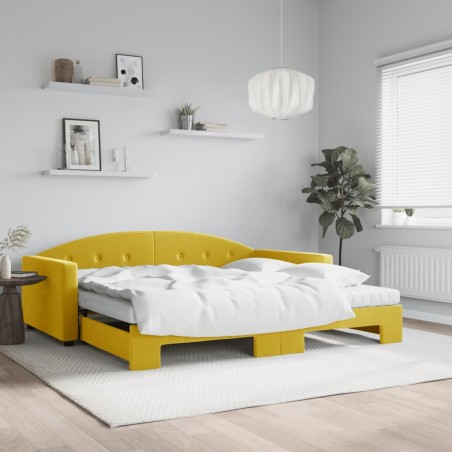 vidaXL Sofá cama nido con colchón terciopelo amarillo 100x200 cm