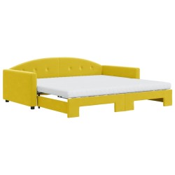 vidaXL Sofá cama nido con colchón terciopelo amarillo 100x200 cm