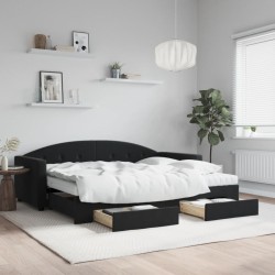 vidaXL Sofá cama nido con cajones terciopelo negro 90x200 cm