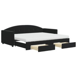 vidaXL Sofá cama nido con cajones terciopelo negro 90x200 cm