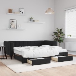 vidaXL Sofá cama nido con cajones terciopelo negro 90x200 cm