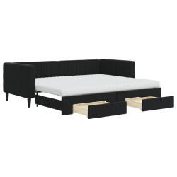 vidaXL Sofá cama nido con cajones terciopelo negro 90x200 cm