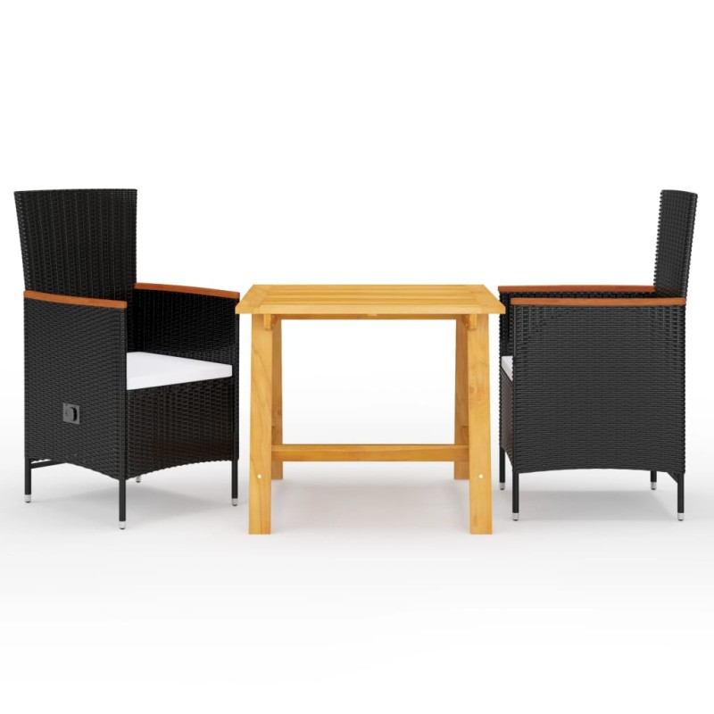 vidaXL Juego de comedor para jardín 3 piezas negro vidaXL Juego de comedor para jardín 3 piezas negro