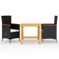 vidaXL Juego de comedor para jardín 3 piezas negro vidaXL Juego de comedor para jardín 3 piezas negro
