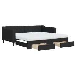 vidaXL Sofá cama nido con cajones tela negro 90x190 cm