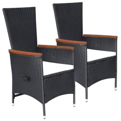 vidaXL Juego de comedor para jardín 3 piezas negro