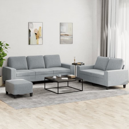 vidaXL Juego de sofás 3 piezas tela gris claro