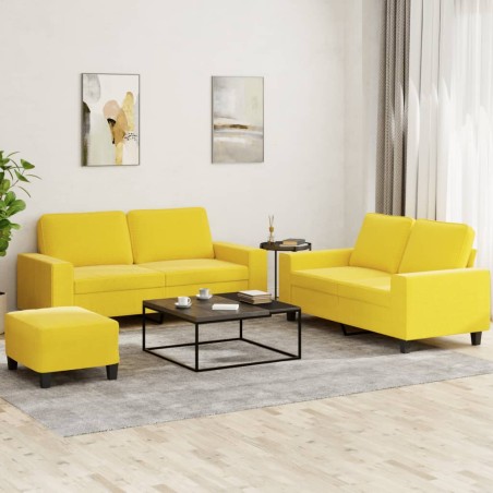 vidaXL Juego de sofás 3 piezas tela amarillo claro