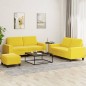 vidaXL Juego de sofás 3 piezas tela amarillo claro vidaXL Juego de sofás 3 piezas tela amarillo claro