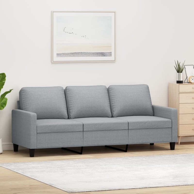 vidaXL Sofá de 3 plazas de tela gris claro 180 cm vidaXL Sofá de 3 plazas de tela gris claro 180 cm