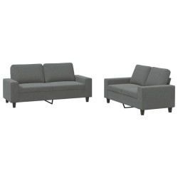 vidaXL Juego de sofás 2 piezas tela gris oscuro