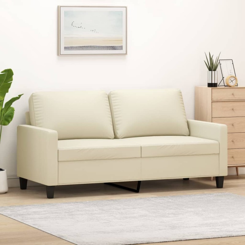 vidaXL Sofá de 2 plazas de cuero sintético color crema 140 cm vidaXL Sofá de 2 plazas de cuero sintético color crema 140 cm