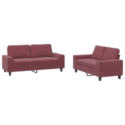 vidaXL Juego de sofás 2 piezas tela rojo tinto