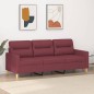 vidaXL Sofá de 3 plazas de tela rojo tinto 180 cm vidaXL Sofá de 3 plazas de tela rojo tinto 180 cm