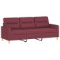 vidaXL Sofá de 3 plazas de tela rojo tinto 180 cm vidaXL Sofá de 3 plazas de tela rojo tinto 180 cm