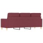 vidaXL Sofá de 3 plazas de tela rojo tinto 180 cm vidaXL Sofá de 3 plazas de tela rojo tinto 180 cm