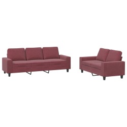 vidaXL Juego de sofás 2 piezas tela rojo tinto