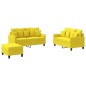 vidaXL Juego de sofás con cojines 3 piezas tela amarillo claro vidaXL Juego de sofás con cojines 3 piezas tela amarillo claro
