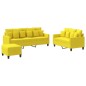 vidaXL Juego de sofás con cojines 3 piezas tela amarillo claro vidaXL Juego de sofás con cojines 3 piezas tela amarillo claro