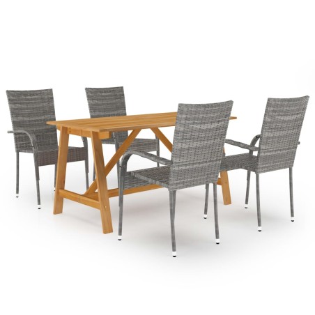 vidaXL Juego de comedor para jardín 5 piezas gris